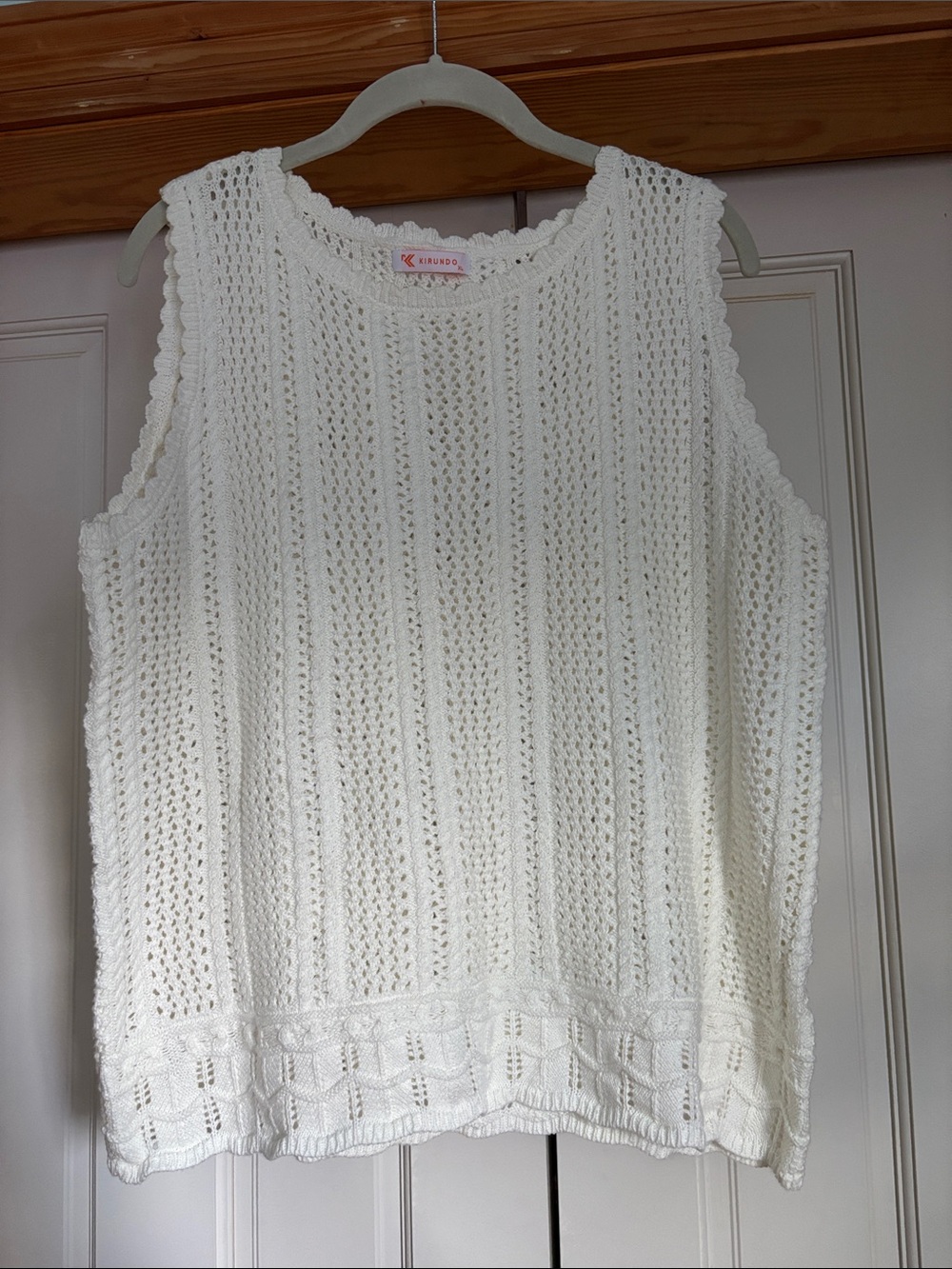 Kirundo White Crochet Knit Sleeveless Tank Top Size XL